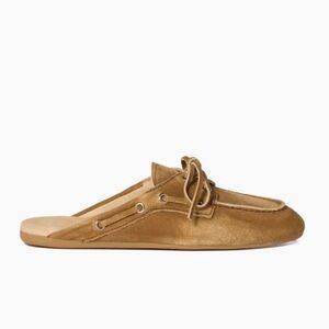 Faded Suede mules leather designer tan